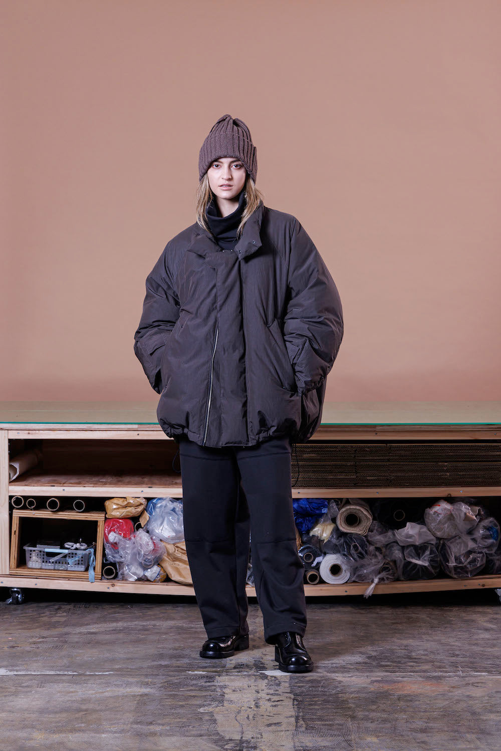 VOAAOV KNIT BEANIE - BROWN