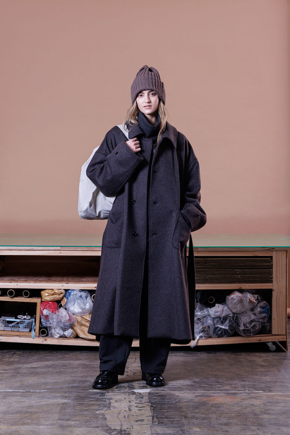 VOAAOV KNIT BEANIE - BROWN