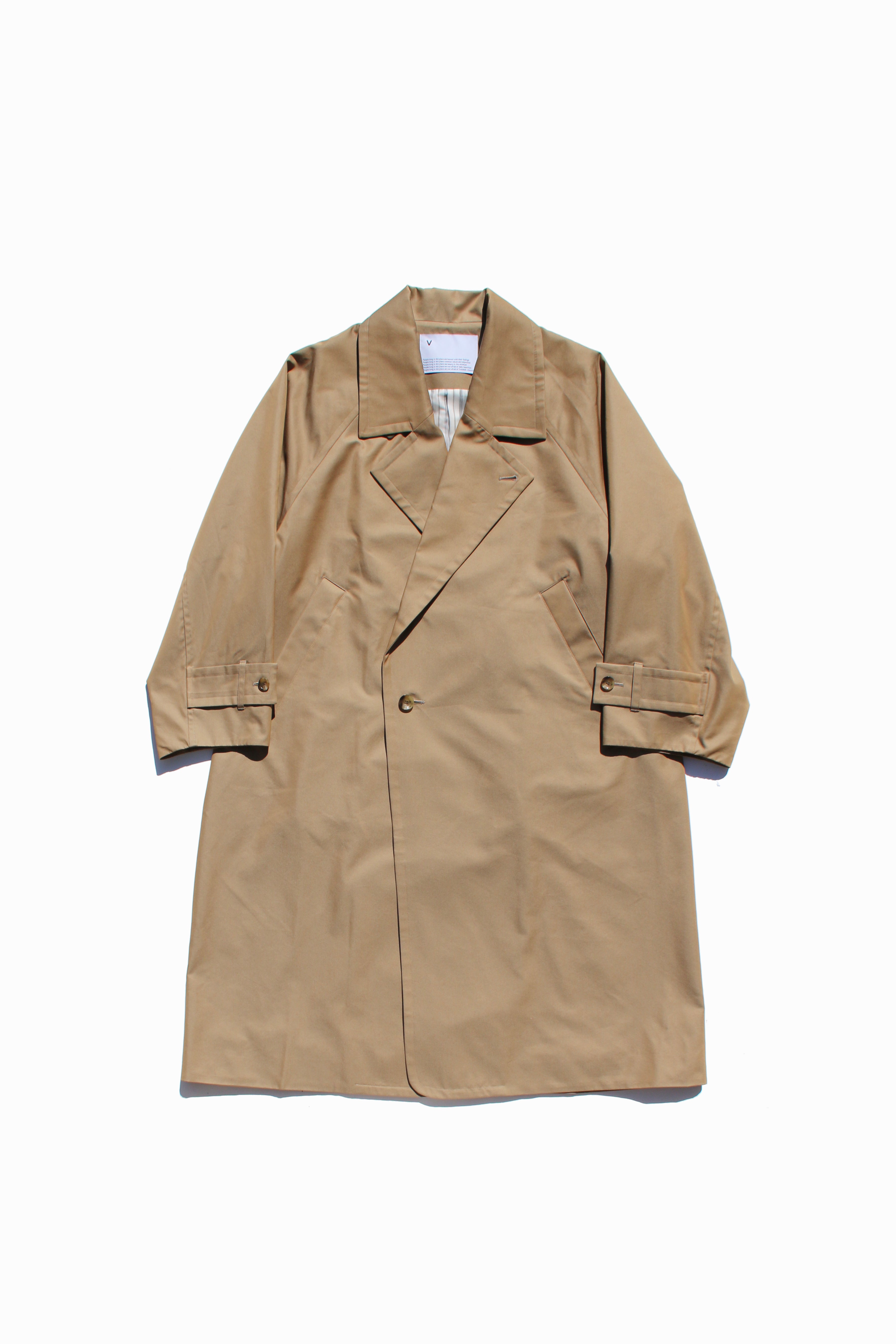 VOAAOV SUPIMA COTTON x POLYESTER GABADINE COAT - BEIGE