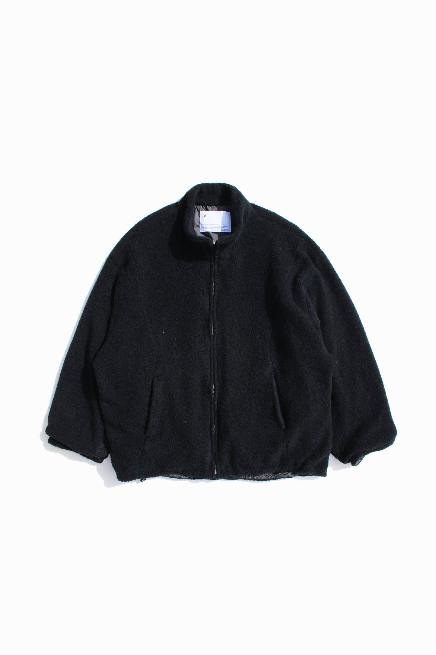 VOAAOV BISHU ANGORA PILE JERSEY REVERSIBLE BOA JACKET - BLACK
