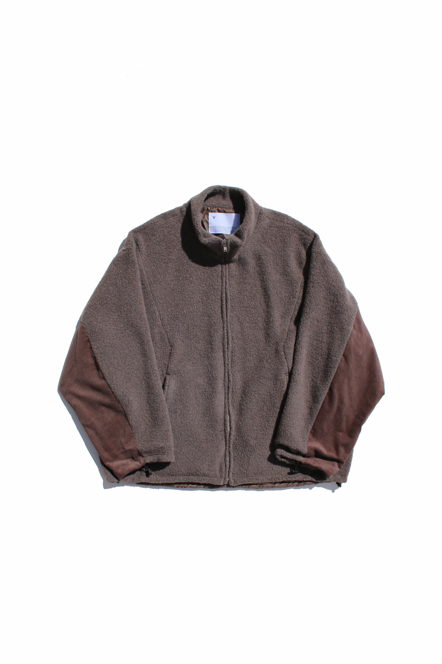 VOAAOV BISHU ANGORA PILE JERSEY REVERSIBLE BOA JACKET - BROWN