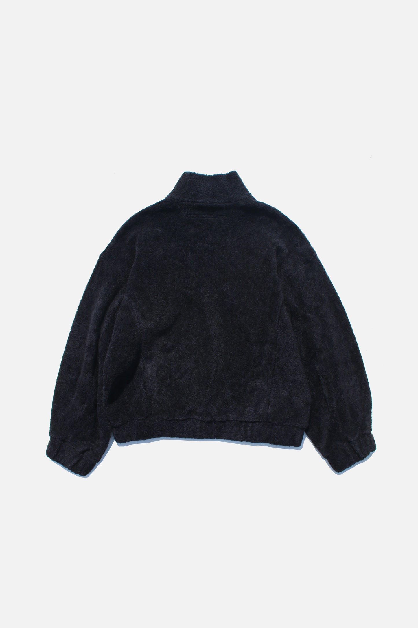 MY BEAUTIFUL LANDLET PILE FABRIC HALF ZIP SWEATER - BLACK