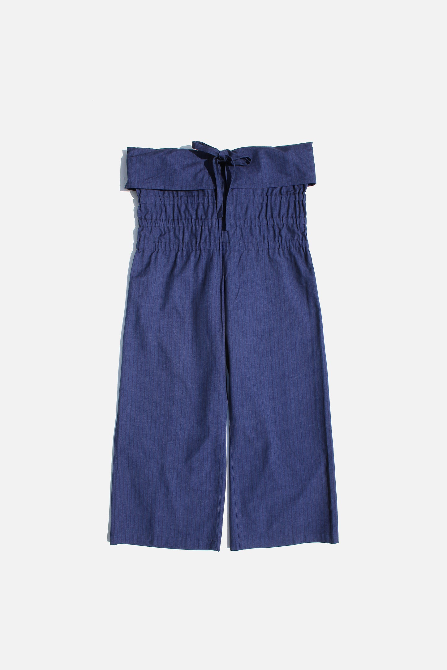 Yohji Yamamoto FEMME WAIST FOLDED WIDE PANTS BLUE STRIPED