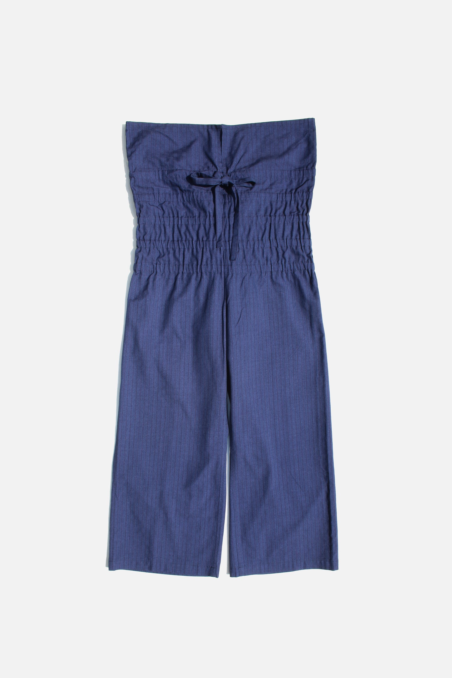 Yohji Yamamoto FEMME WAIST FOLDED WIDE PANTS BLUE STRIPED