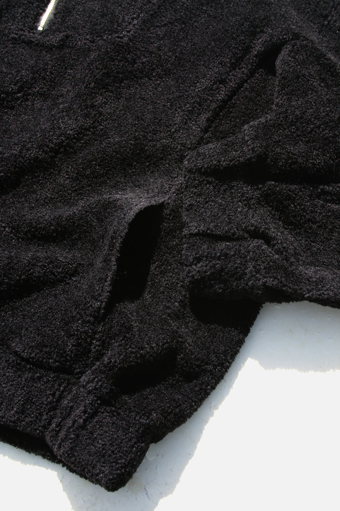 MY BEAUTIFUL LANDLET PILE FABRIC HALF ZIP SWEATER - BLACK