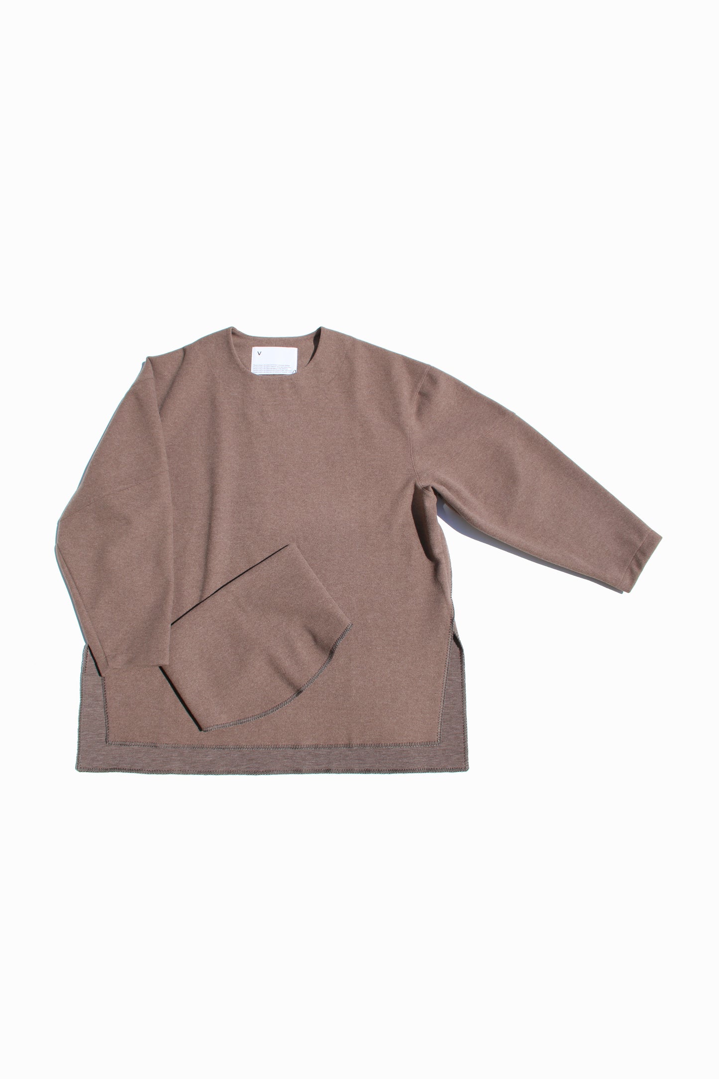 VOAAOV HYBRID RELUX JERJEY PULLOVER - BROWN