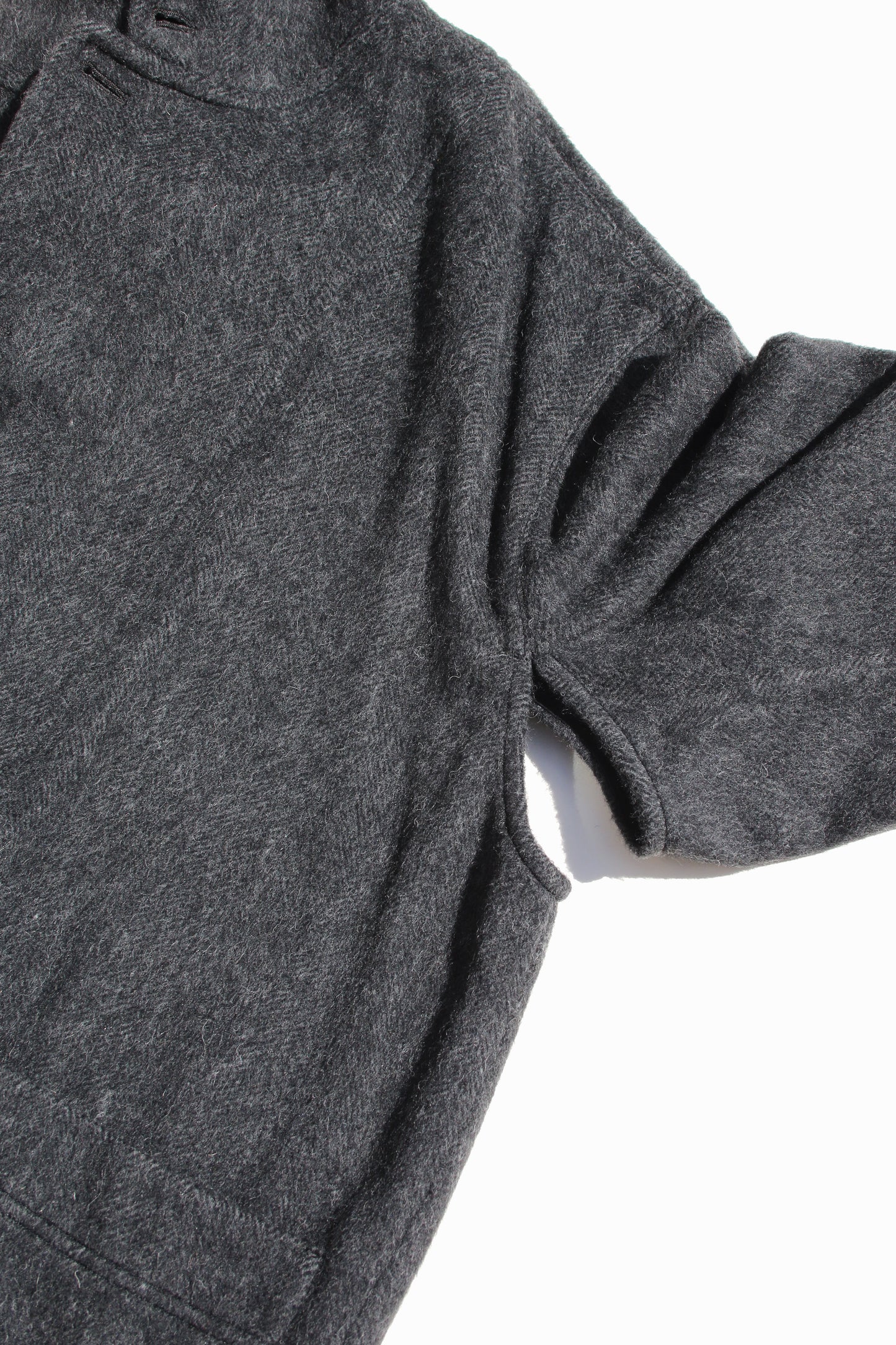 VOAAOV RECYCLE HERRINGBONE BLANKET COAT - BLACK