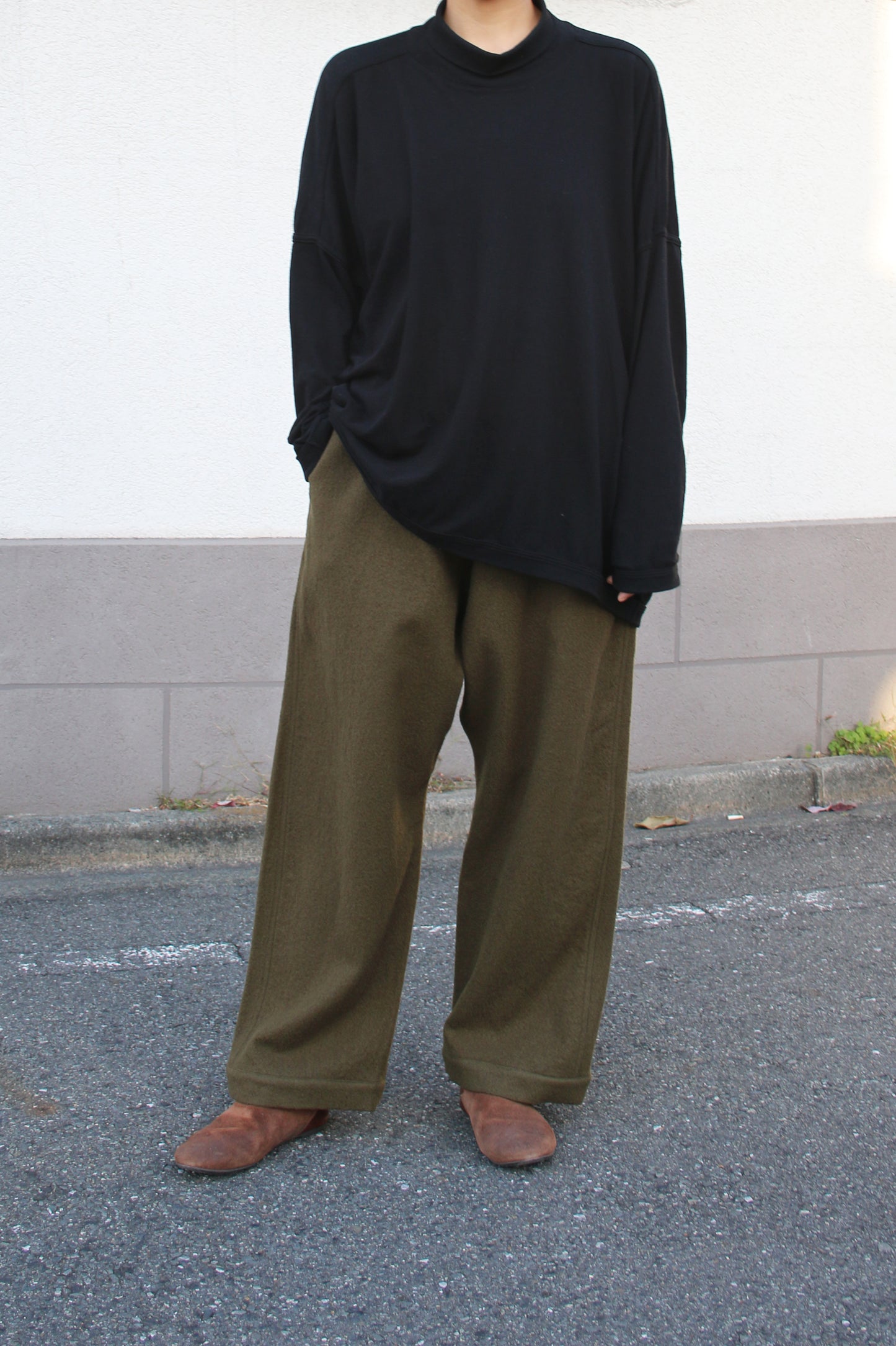 O PROJECT TEDDY WOOL TWILL JOGGING TROUSERS - ARMY GREEN