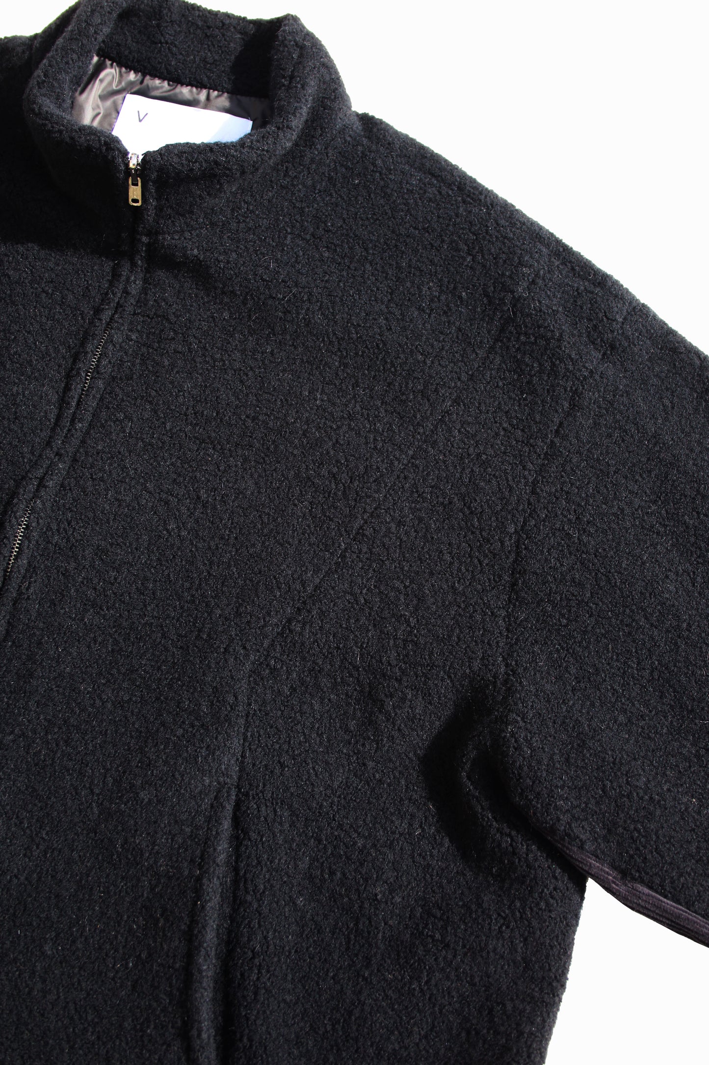 VOAAOV BISHU ANGORA PILE JERSEY REVERSIBLE BOA JACKET - BLACK