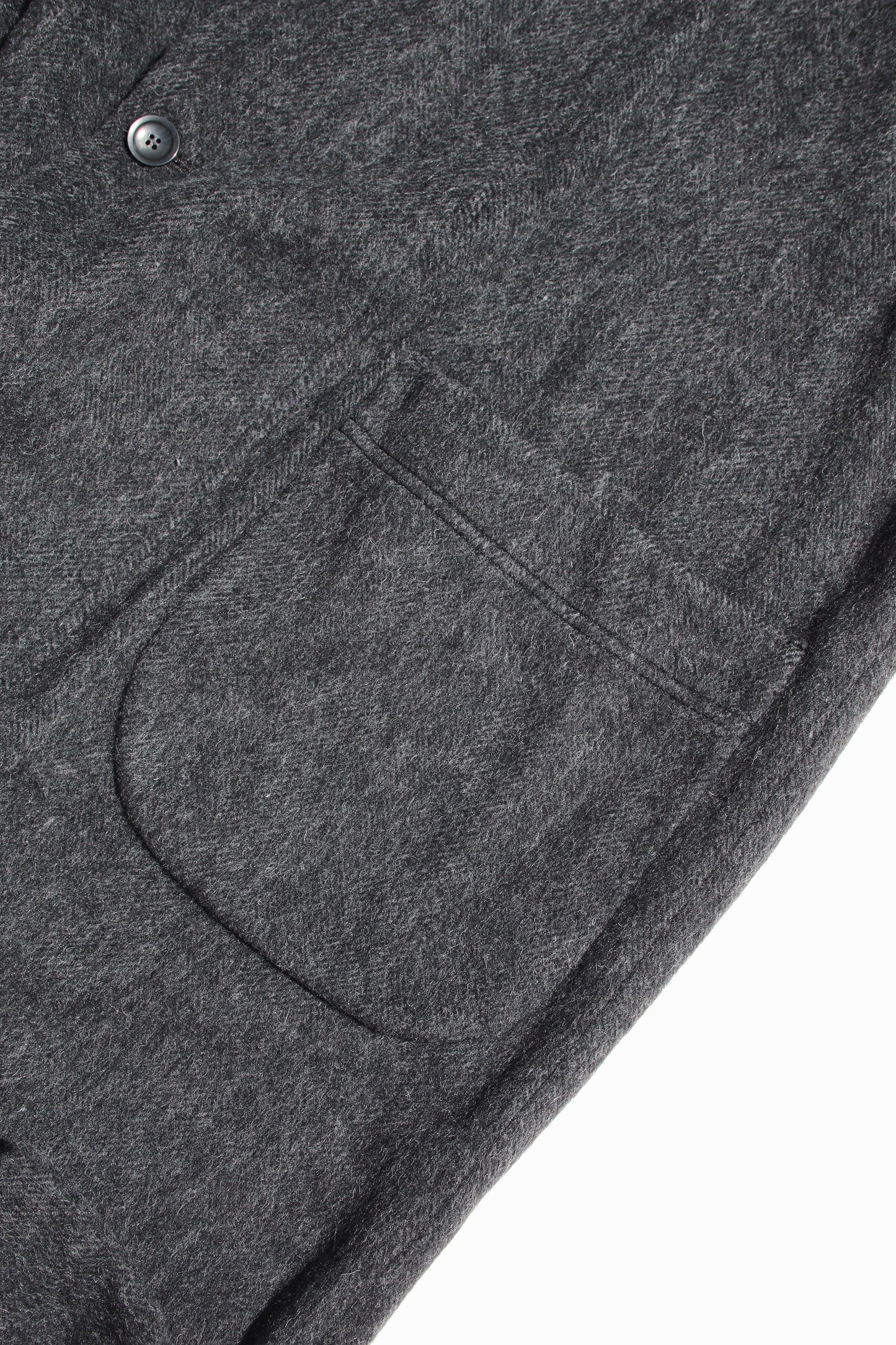 VOAAOV RECYCLE HERRINGBONE BLANKET COAT - BLACK