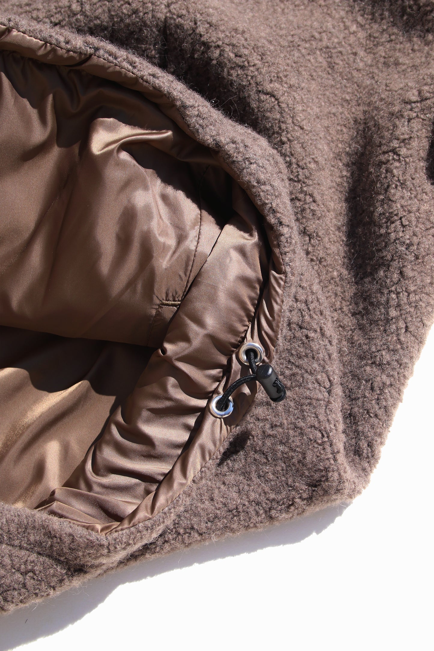 VOAAOV BISHU ANGORA PILE JERSEY REVERSIBLE BOA JACKET - BROWN