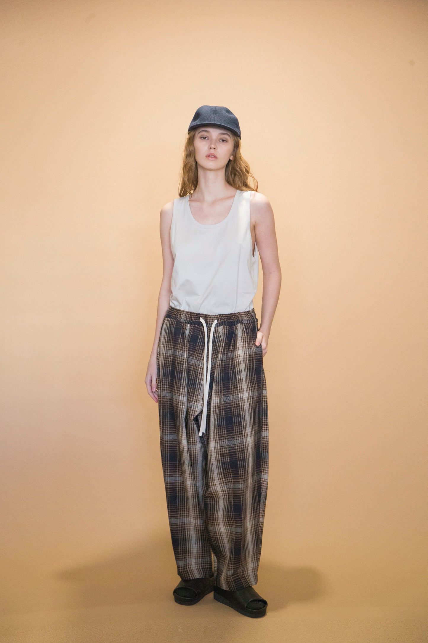 MY BEAUTIFUL LANDLET PLAID HEAVY TWILL PANTS