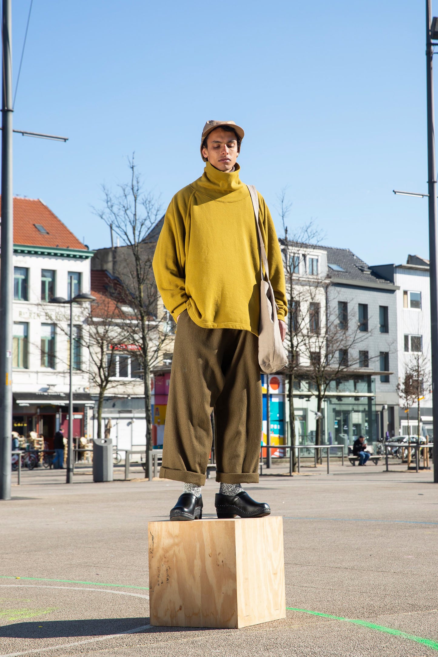 O PROJECT TEDDY WOOL TWILL JOGGING TROUSERS - ARMY GREEN