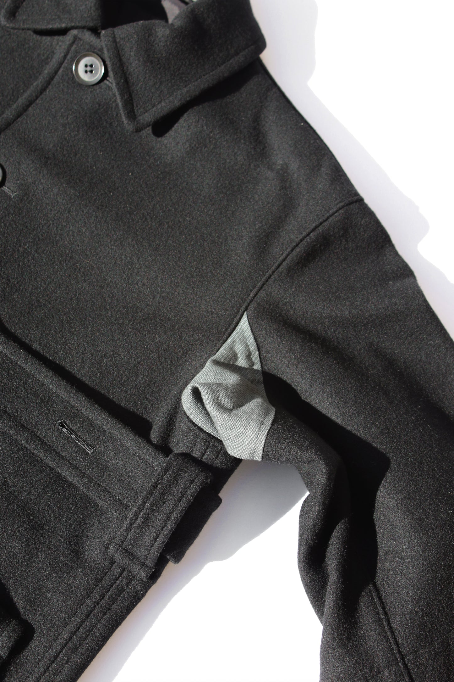 Y's WOOL CASHMERE OPEN-ARM BELT JACKET BLACK