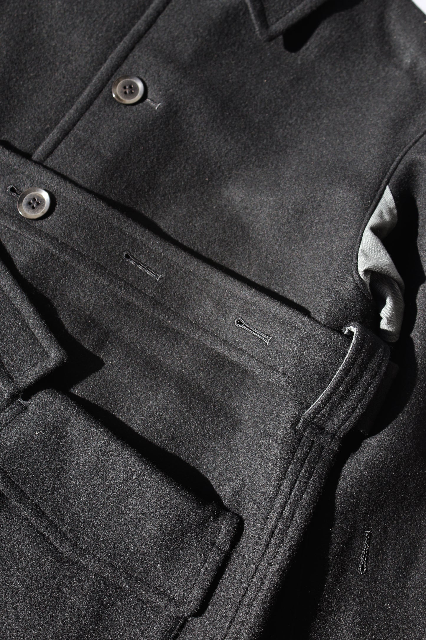 Y's WOOL CASHMERE OPEN-ARM BELT JACKET BLACK