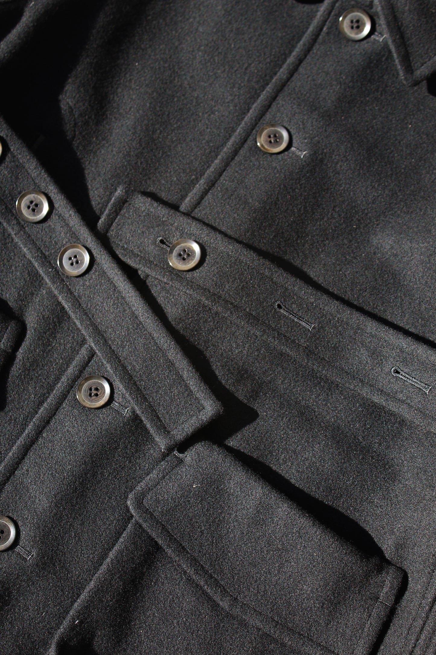 Y's WOOL CASHMERE OPEN-ARM BELT JACKET BLACK