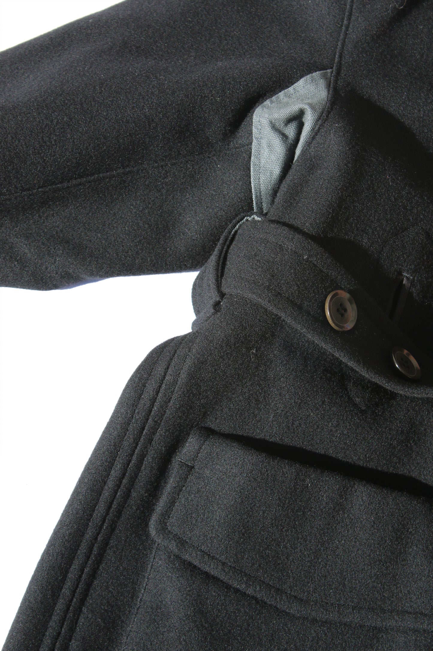 Y's WOOL CASHMERE OPEN-ARM BELT JACKET BLACK