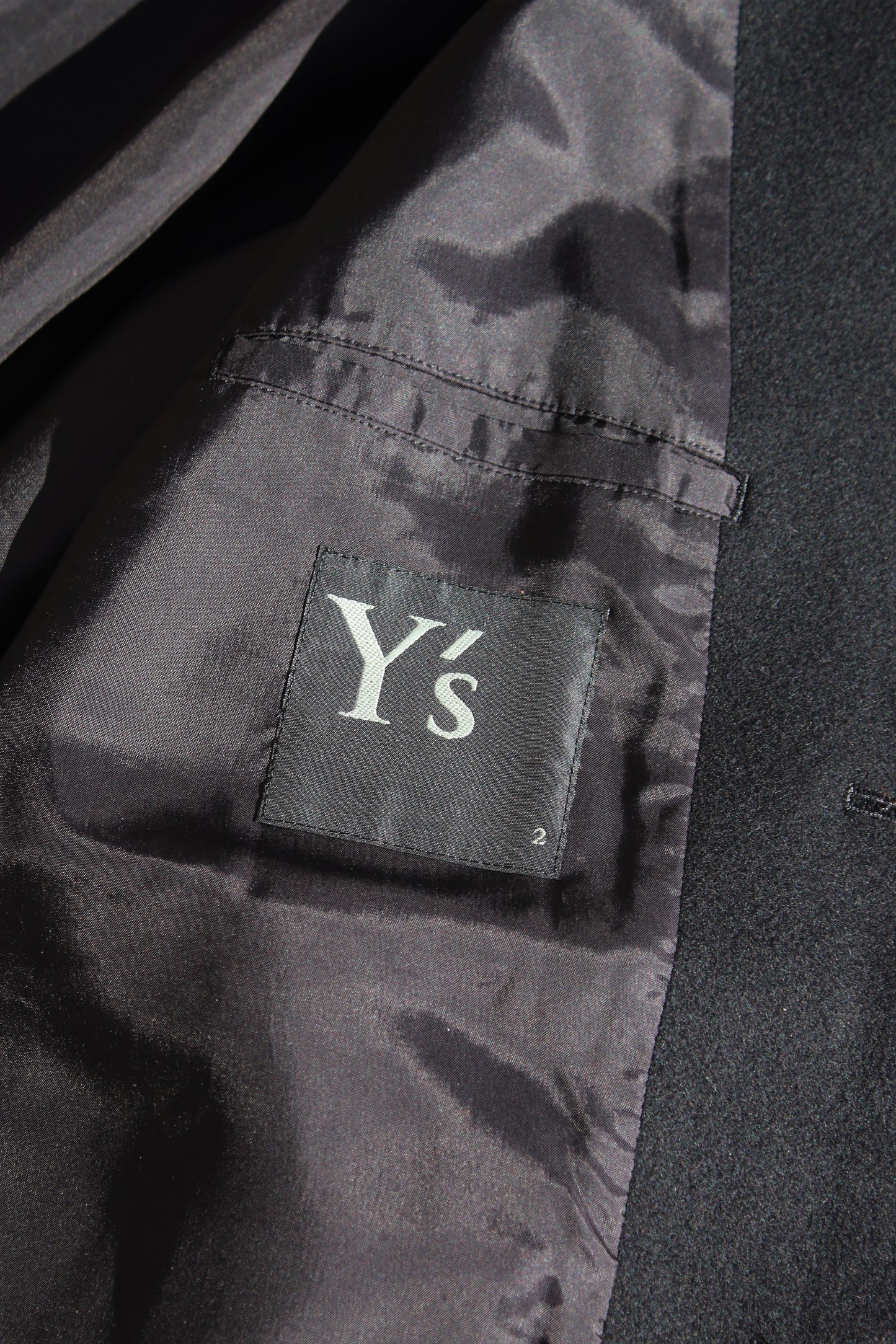 Y's WOOL CASHMERE OPEN-ARM BELT JACKET BLACK