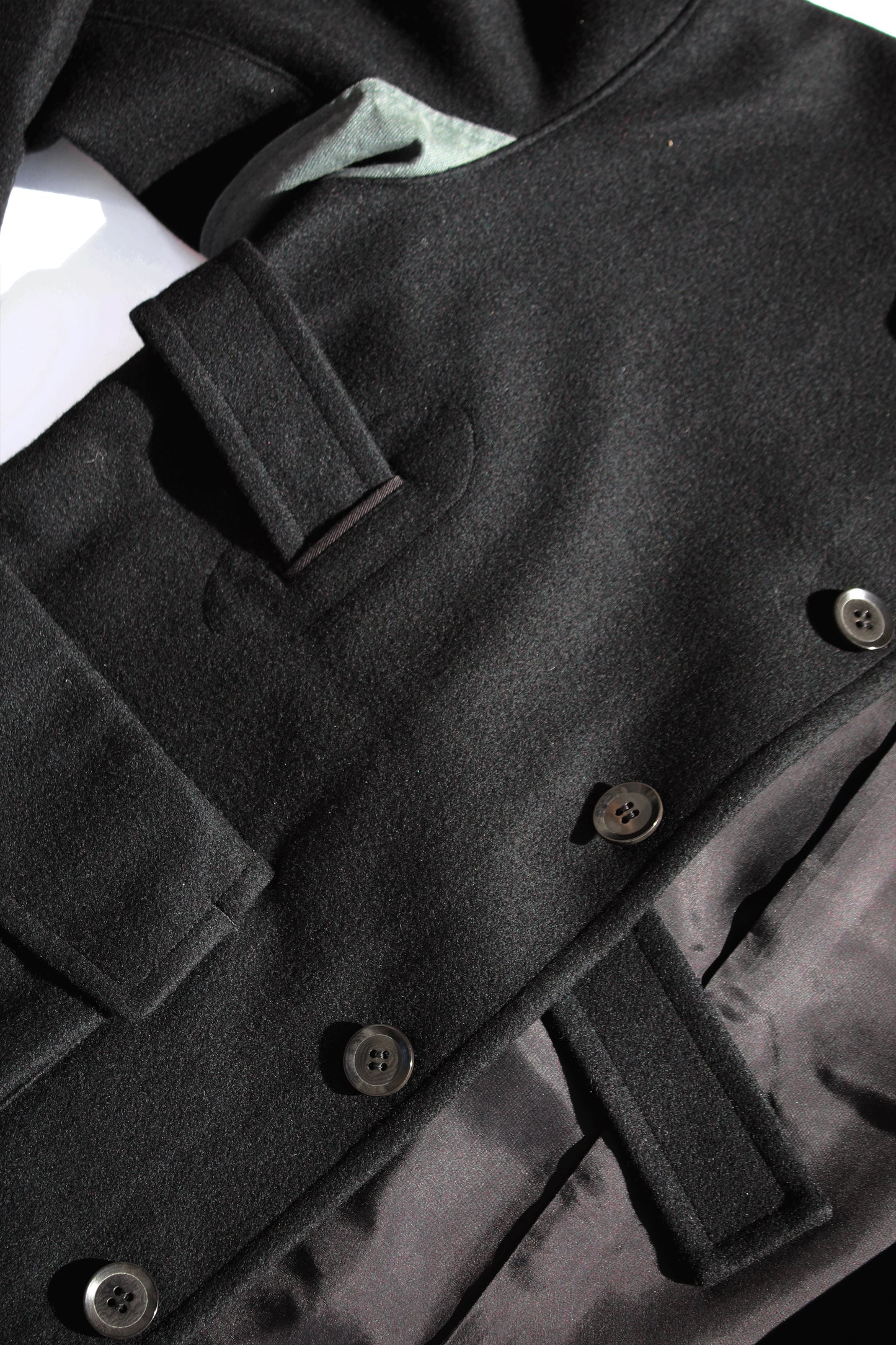 Y's WOOL CASHMERE OPEN-ARM BELT JACKET BLACK