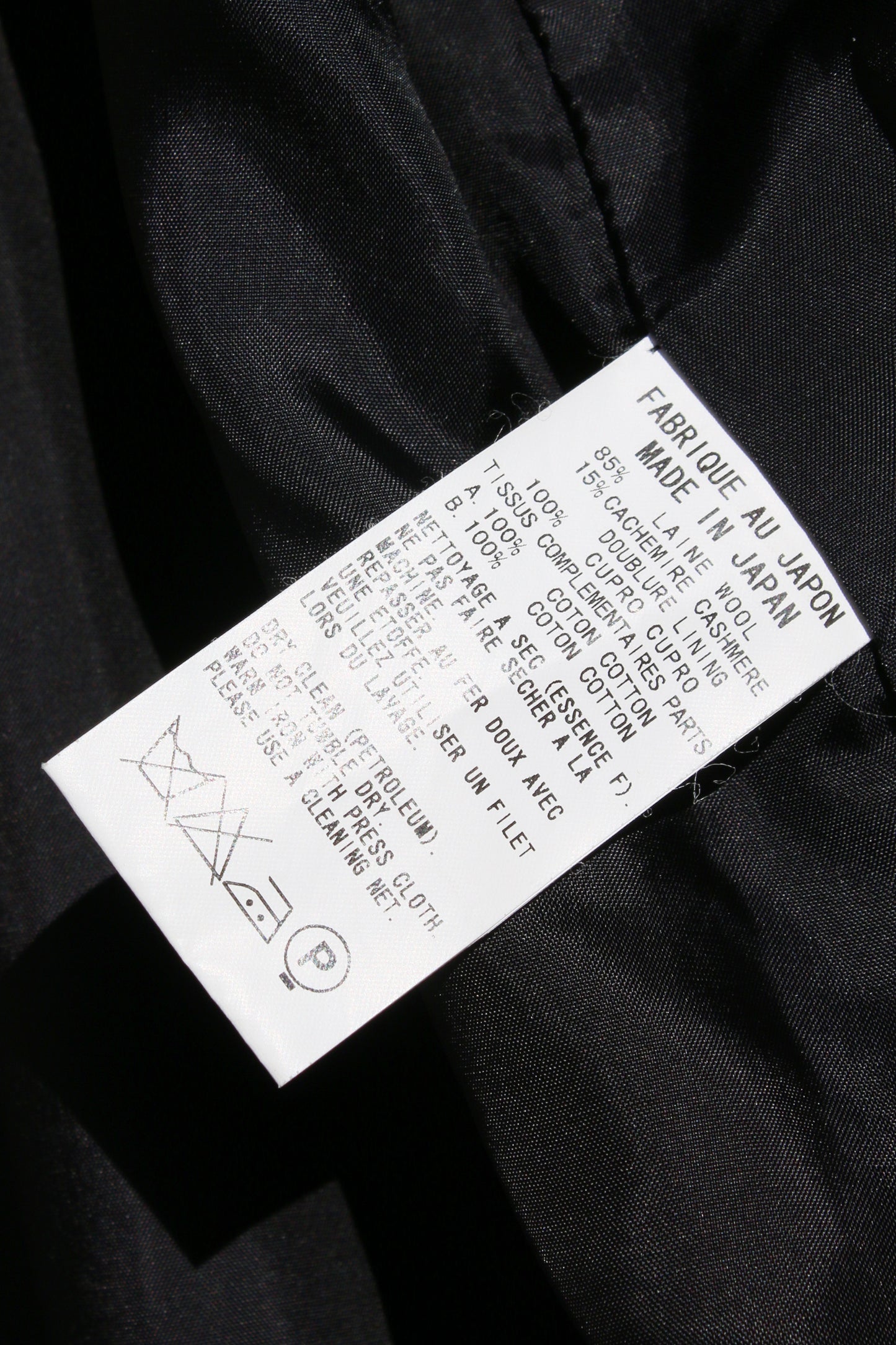 Y's WOOL CASHMERE OPEN-ARM BELT JACKET BLACK