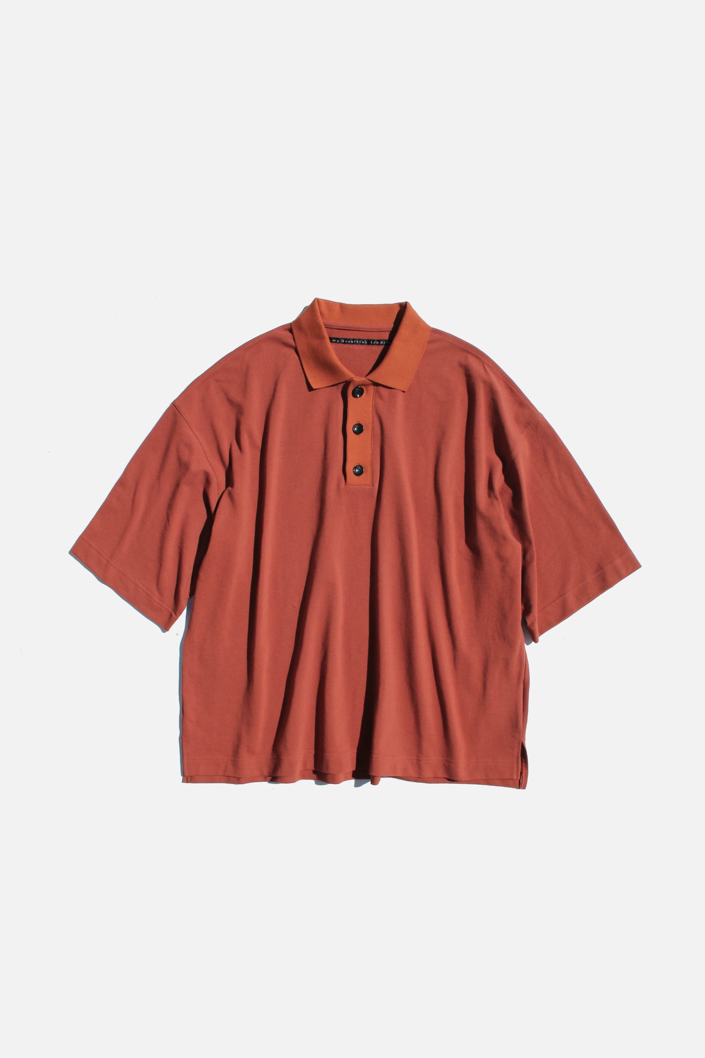 MY BEAUTIFUL LANDLET SEED STITCH SS POLO TEE - ORANGE