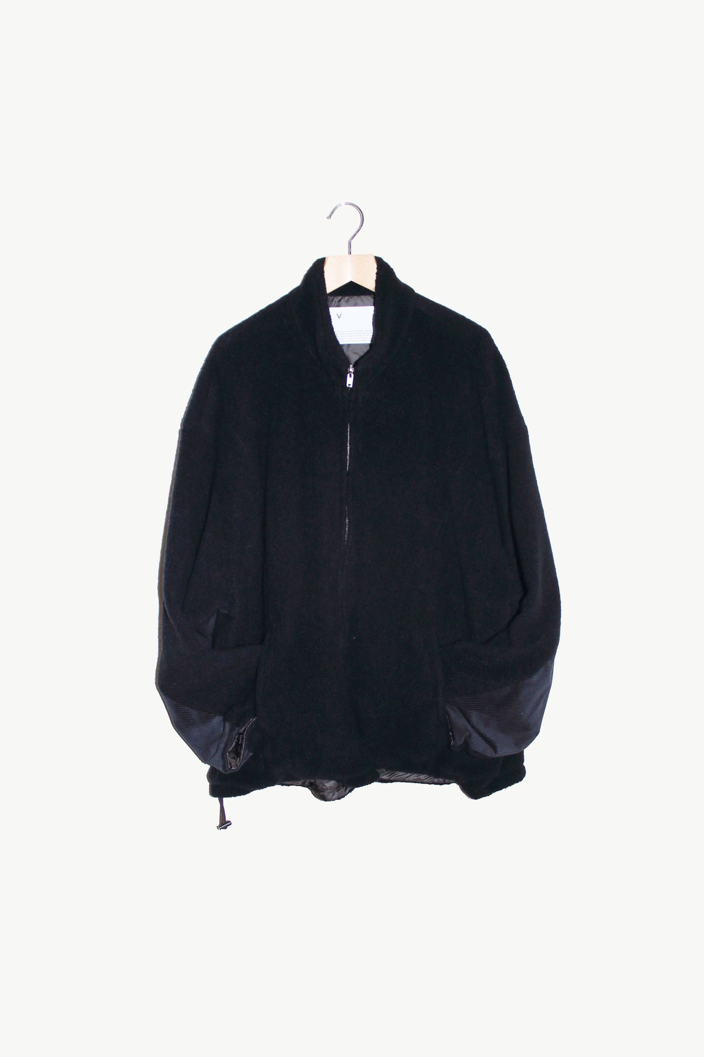 VOAAOV BISHU ANGORA PILE JERSEY REVERSIBLE BOA JACKET - BLACK