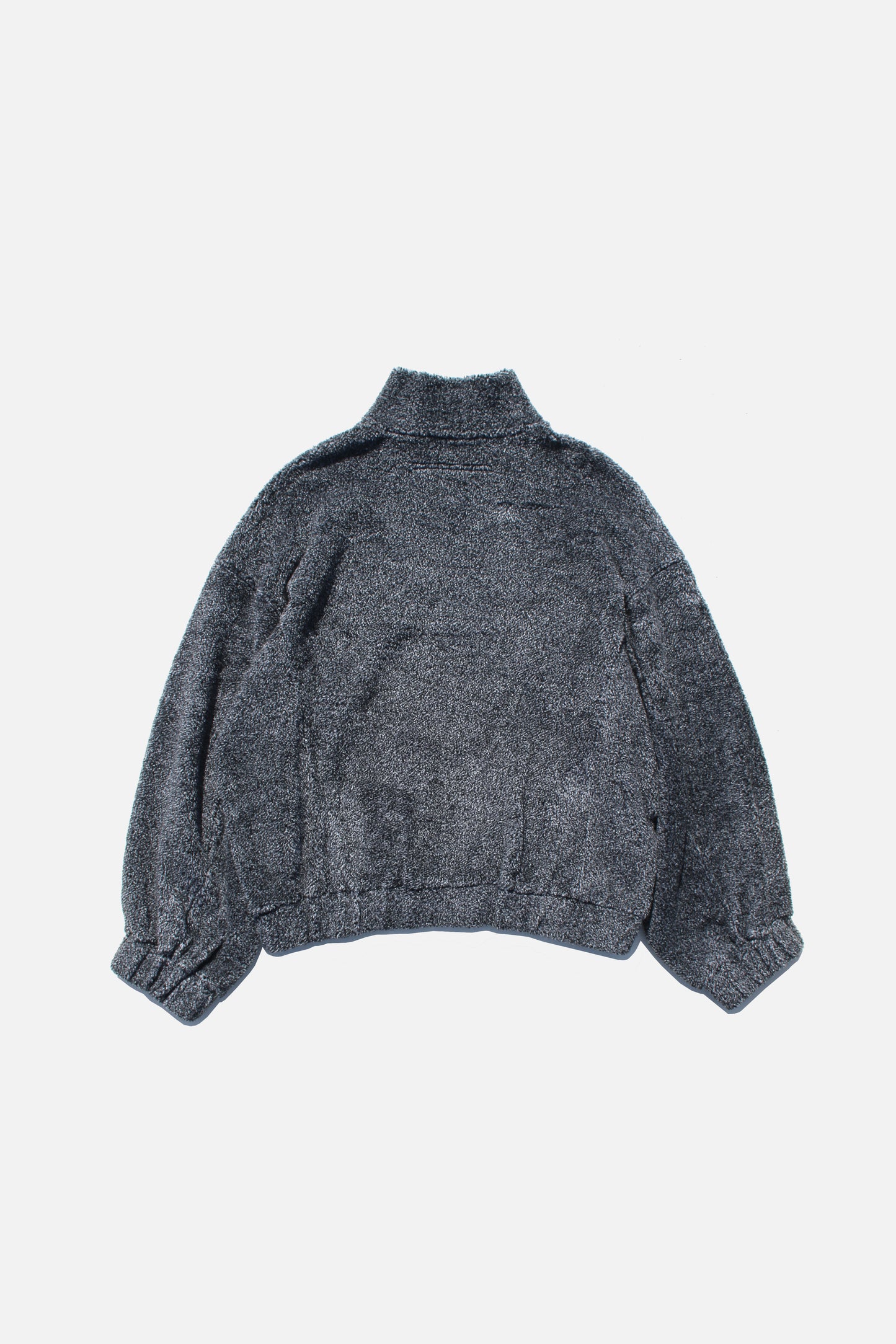 MY BEAUTIFUL LANDLET PILE FABRIC HALF ZIP SWEATER - CHARCOAL