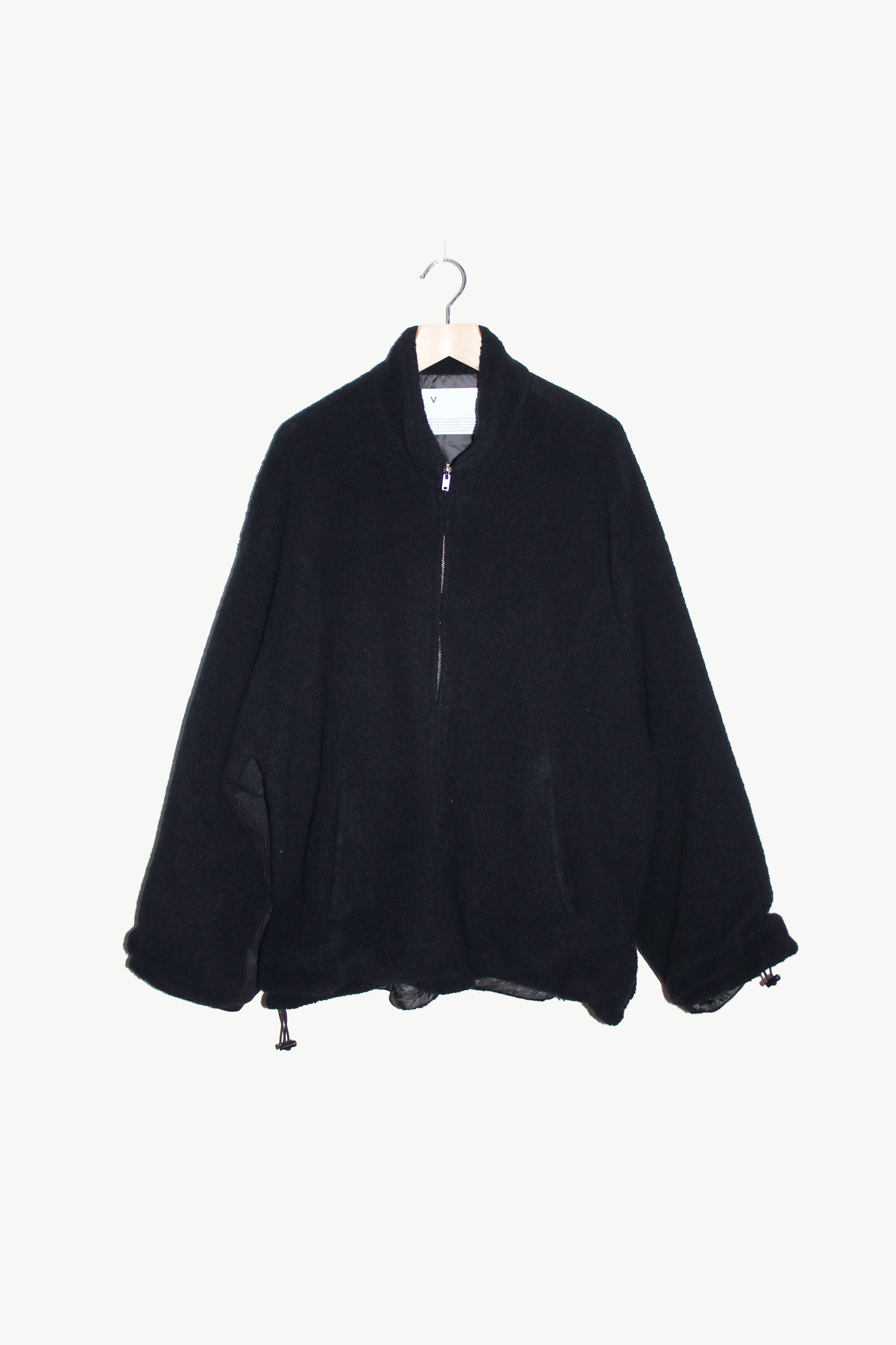 VOAAOV BISHU ANGORA PILE JERSEY REVERSIBLE BOA JACKET - BLACK