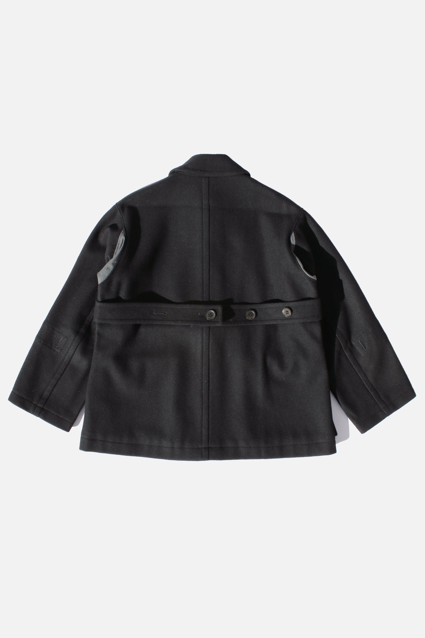 Y's WOOL CASHMERE OPEN-ARM BELT JACKET BLACK