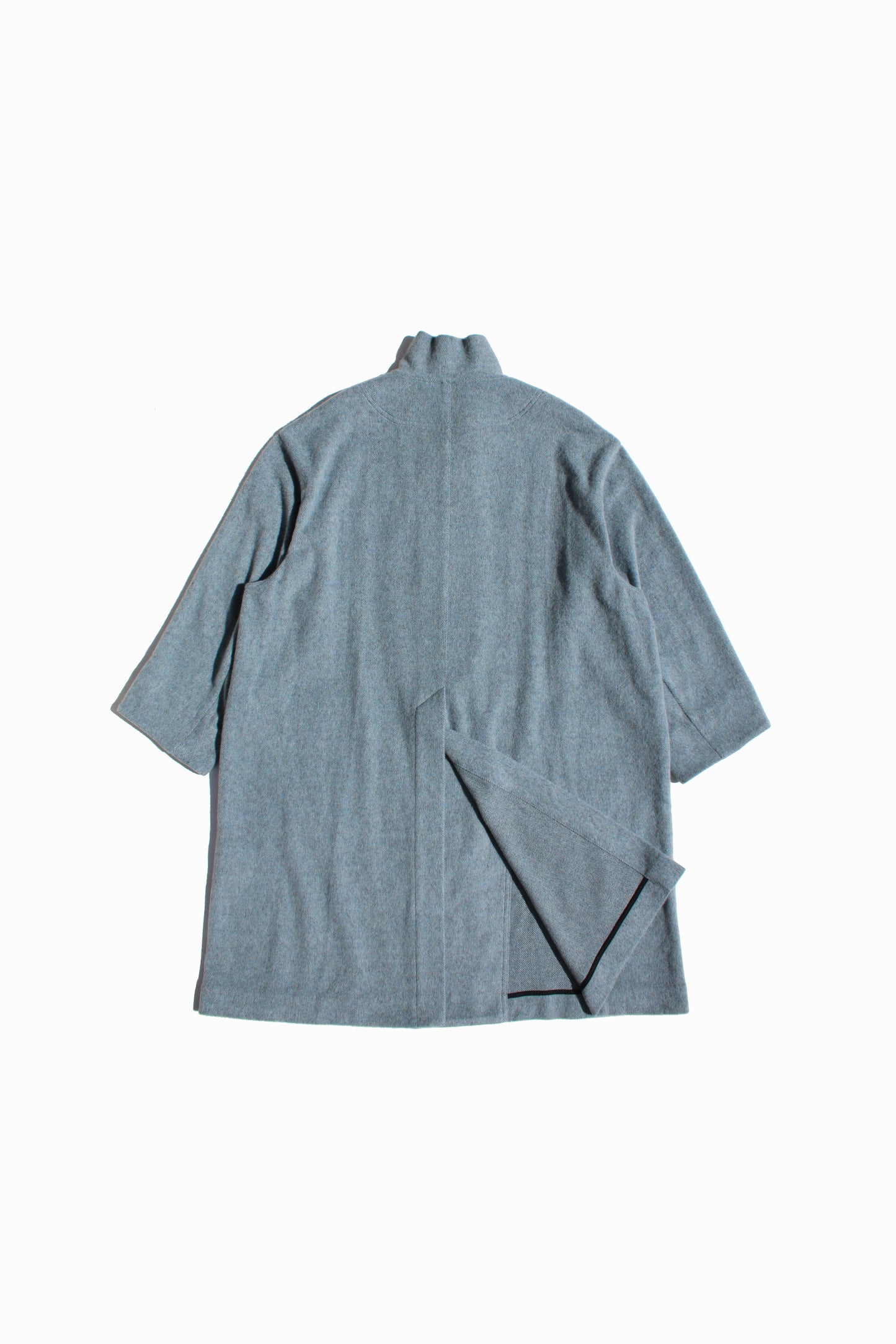 VOAAOV RECYCLE HERRINGBONE BLANKET COAT - BLUE