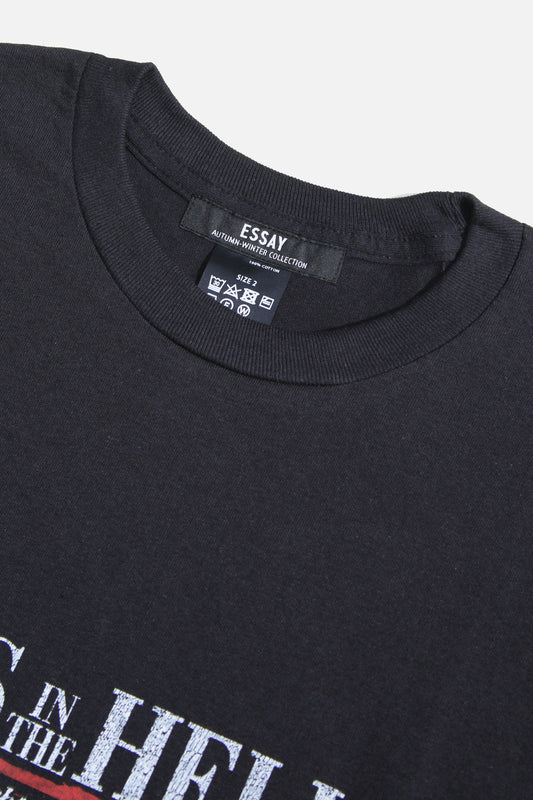 ESSAY BLACK OVERSIZED LONG T-SHIRT - CHAOS