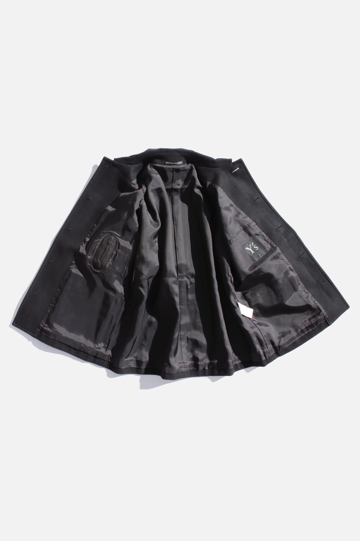 Y's WOOL CASHMERE OPEN-ARM BELT JACKET BLACK
