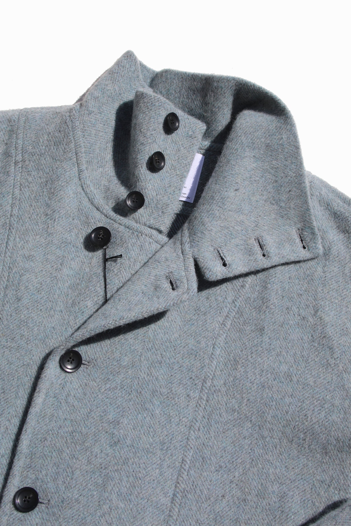 VOAAOV RECYCLE HERRINGBONE BLANKET COAT - BLUE