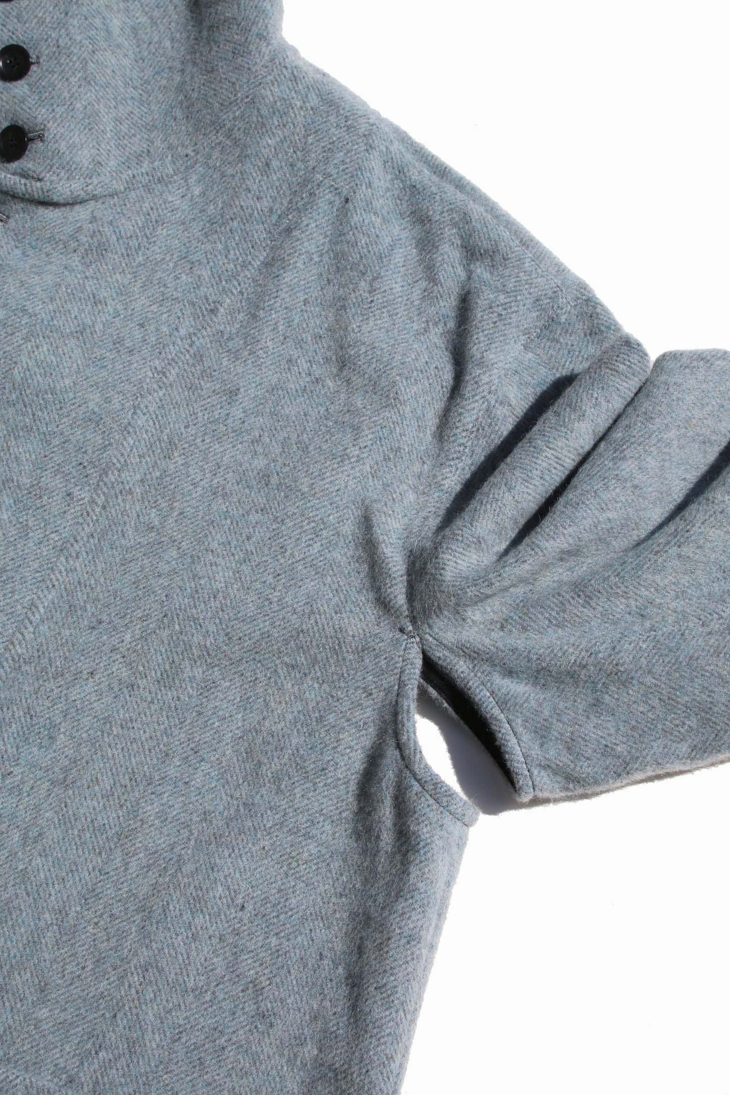 VOAAOV RECYCLE HERRINGBONE BLANKET COAT - BLUE