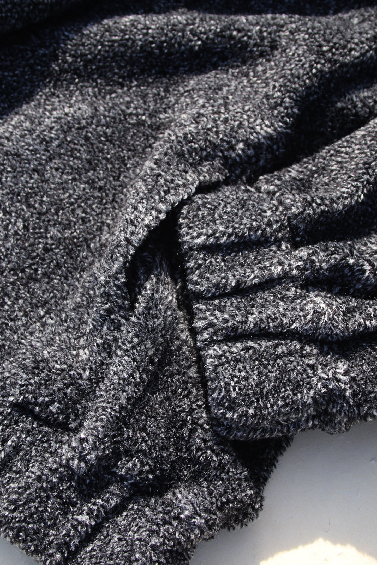 MY BEAUTIFUL LANDLET PILE FABRIC HALF ZIP SWEATER - CHARCOAL