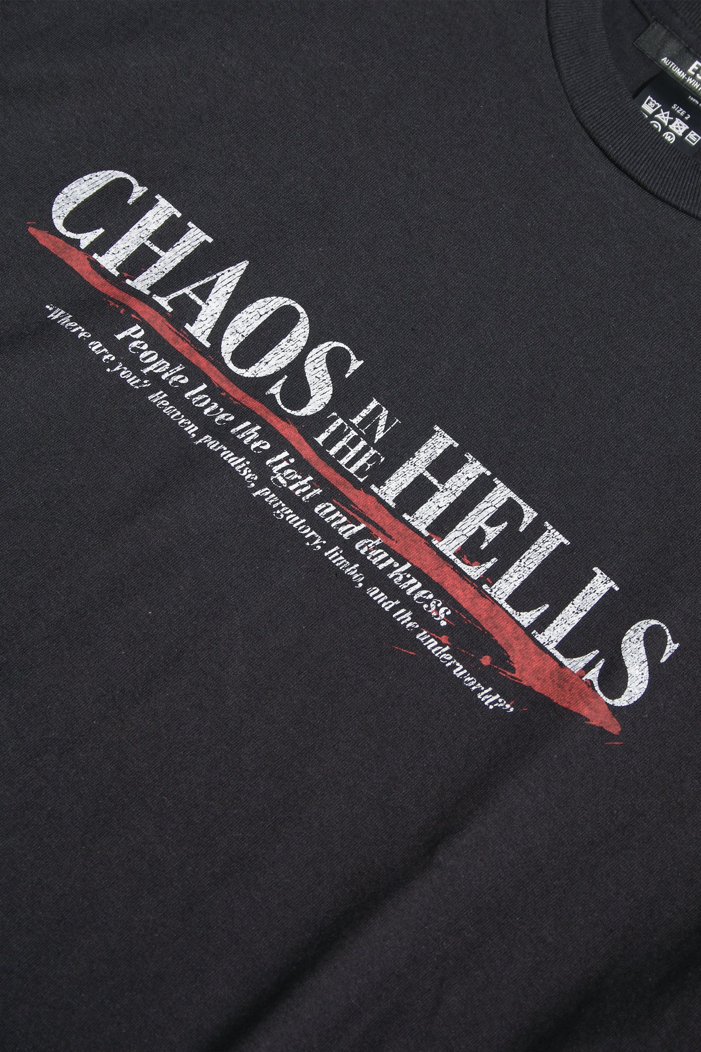 ESSAY BLACK OVERSIZED LONG T-SHIRT - CHAOS