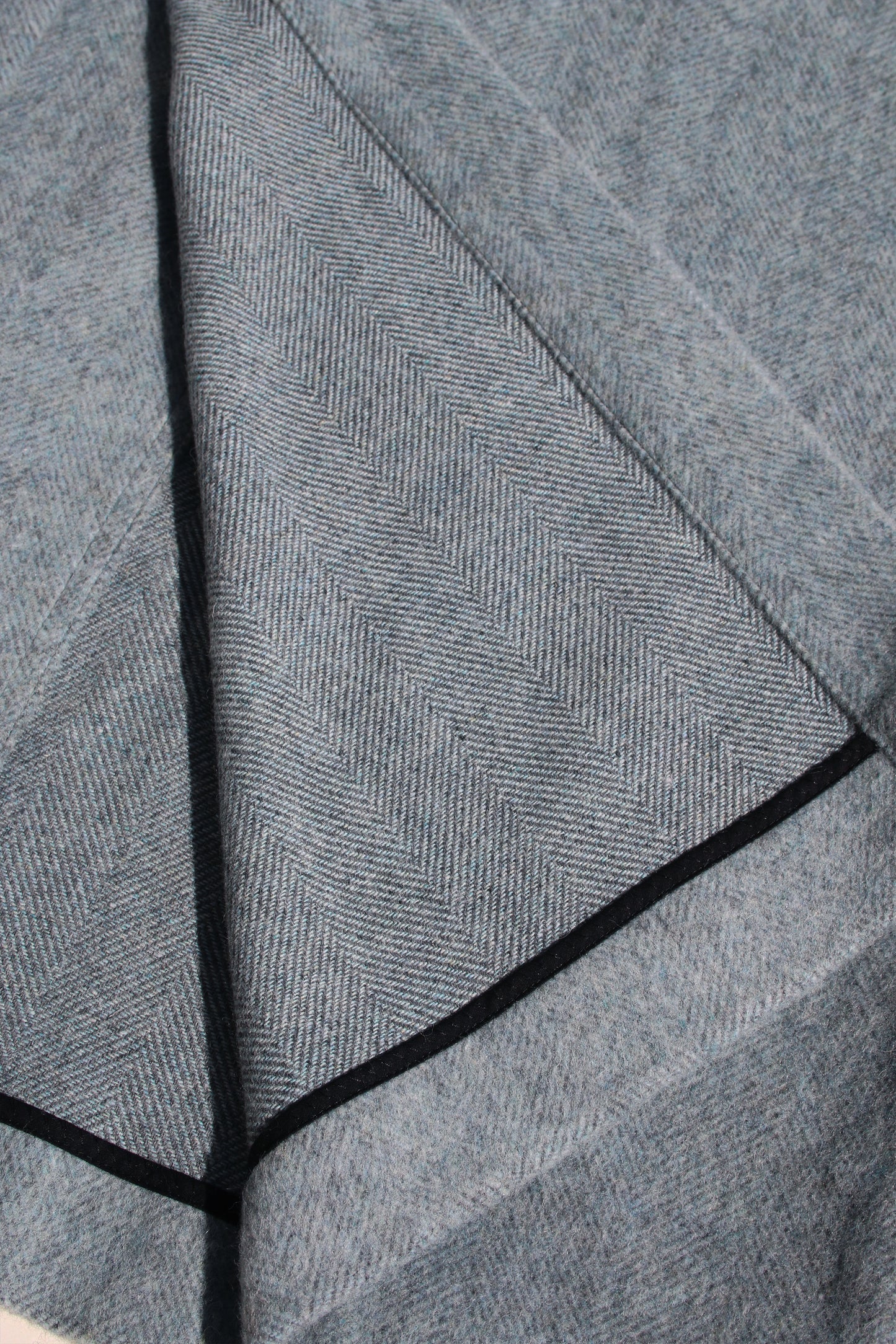 VOAAOV RECYCLE HERRINGBONE BLANKET COAT - BLUE