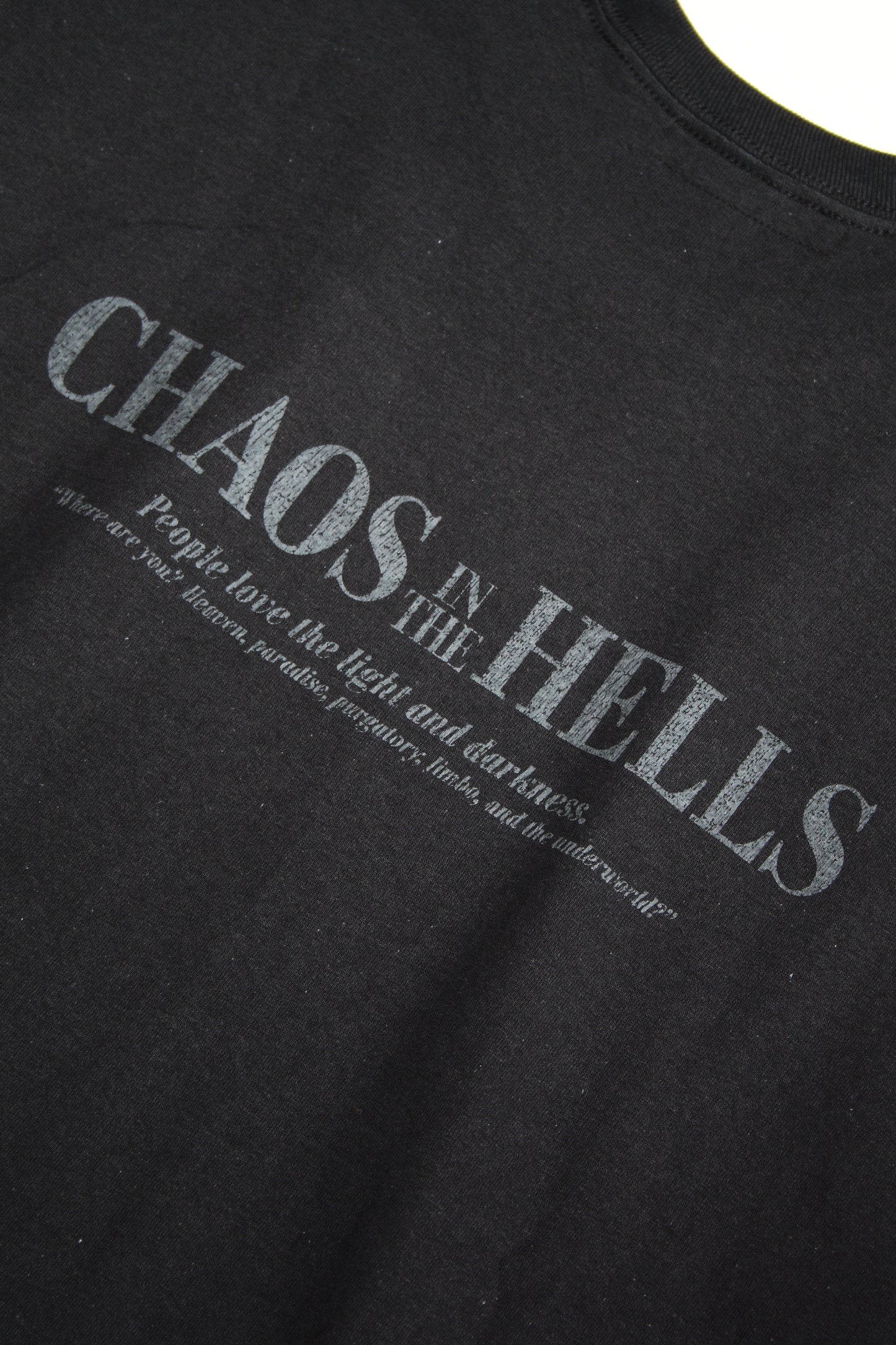 ESSAY BLACK OVERSIZED LONG T-SHIRT - CHAOS
