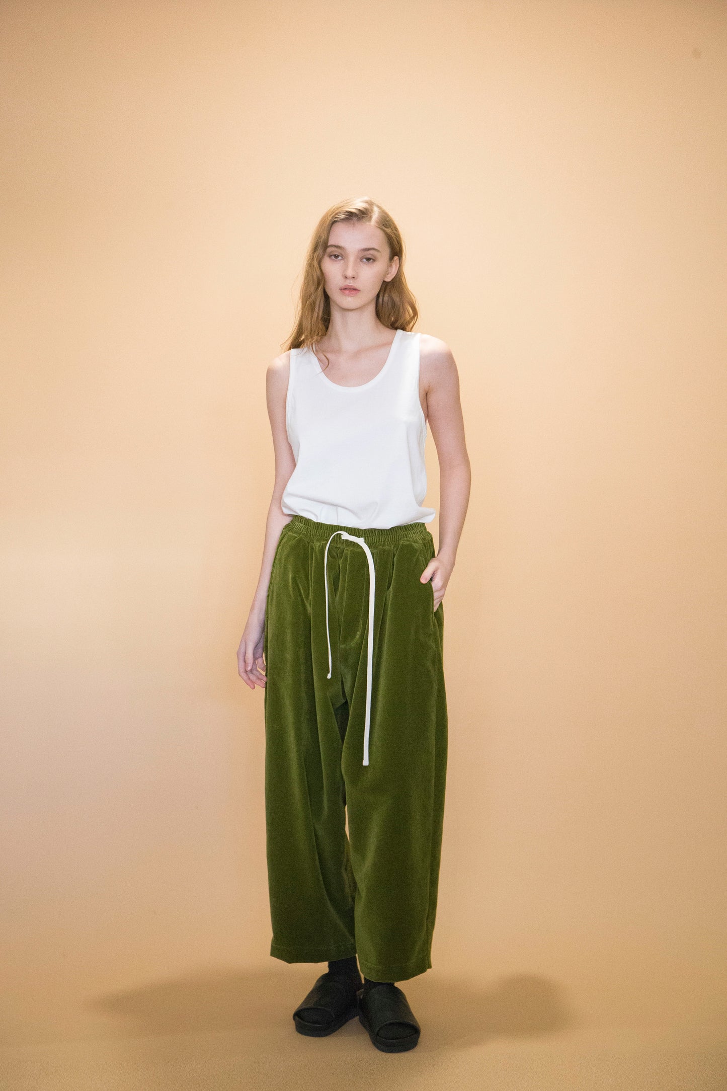 MY BEAUTIFUL LANDLET VELVET USED FINISH PANTS
