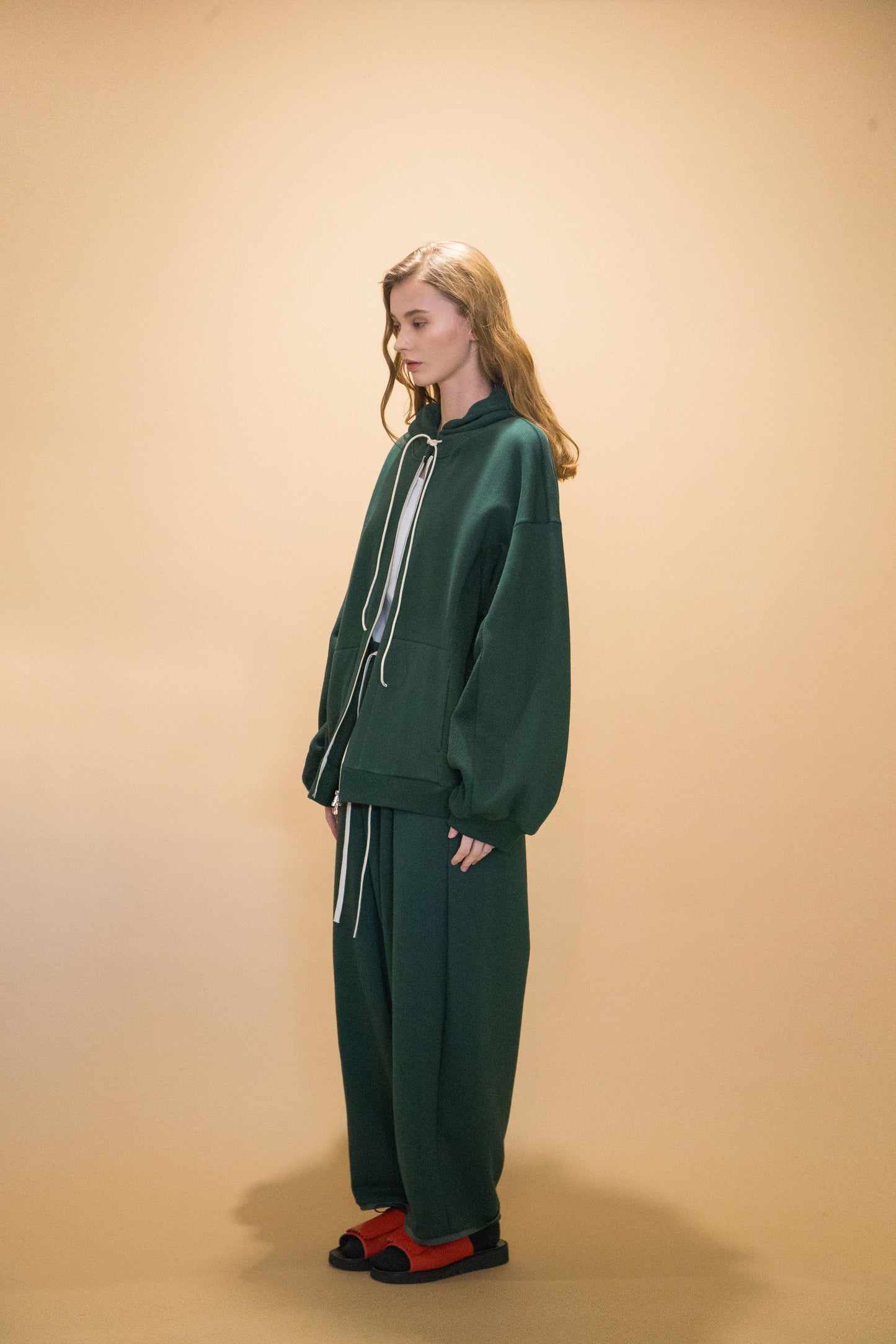 MY BEAUTIFUL LANDLET 30/7 TIGHT TENSION FLEECE FABRIC ZIP SWEAT HOODIE