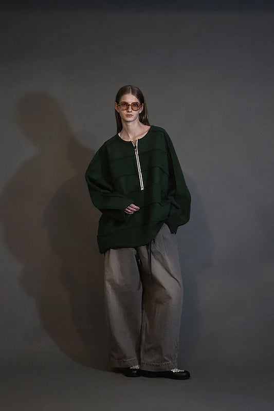 MY BEAUTIFUL LANDLET NAPPING BRUSHED FRENCH TERRY PULLOVER - GREEN