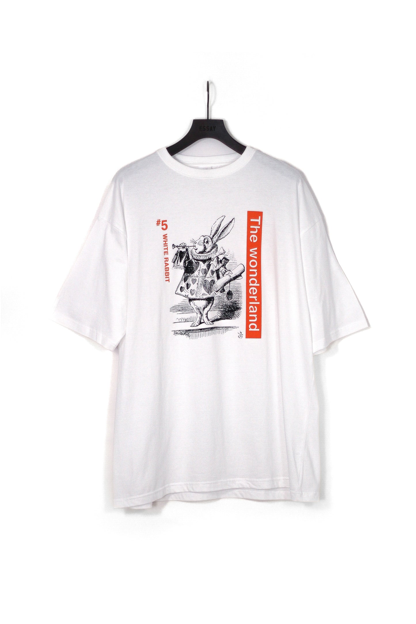ESSAY OVERSIZED DROP SHOULDER T-SHIRT - WHITE RABBIT