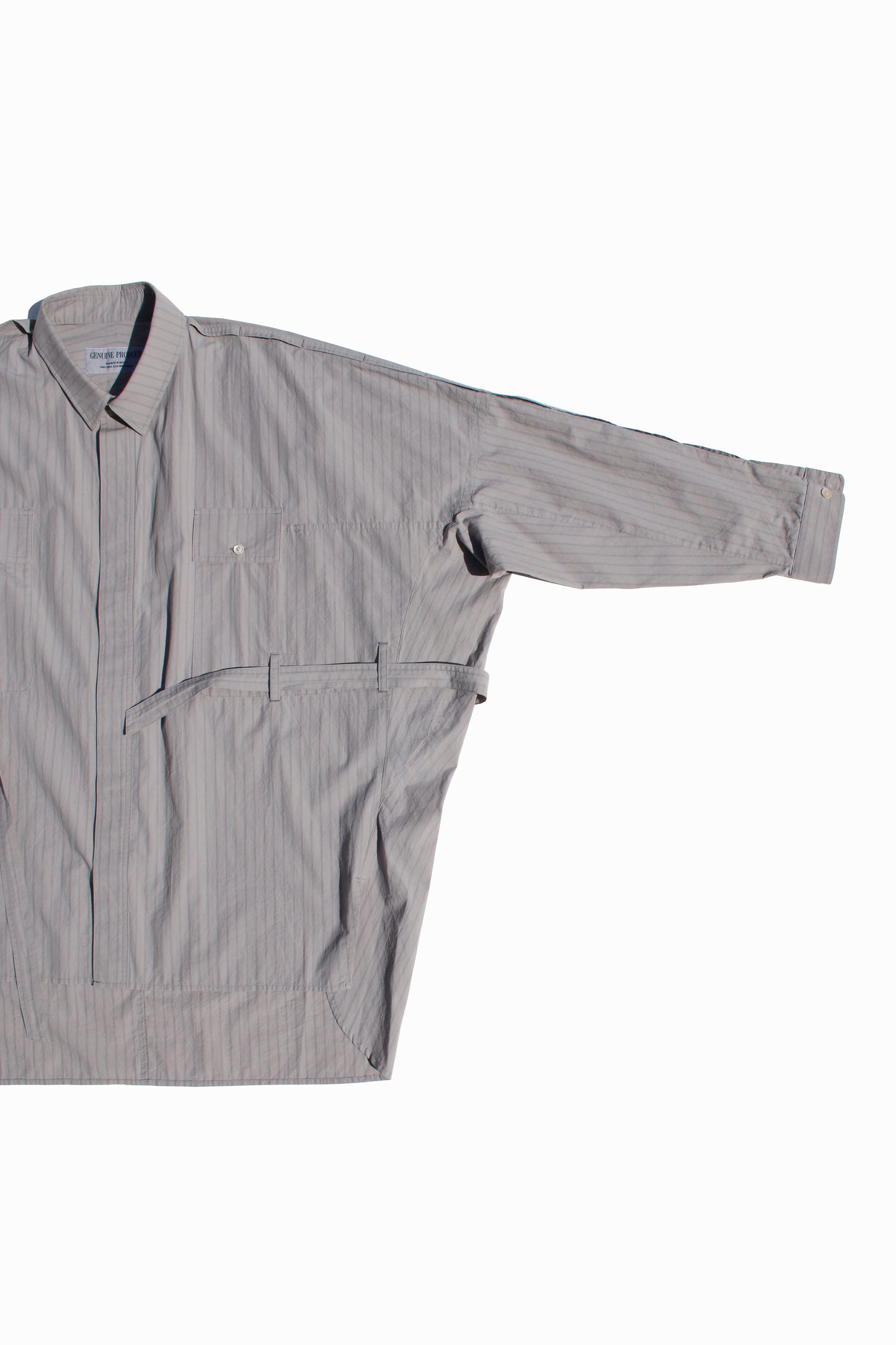 ESSAY DRAPE SHIRT - GREY STRIPE