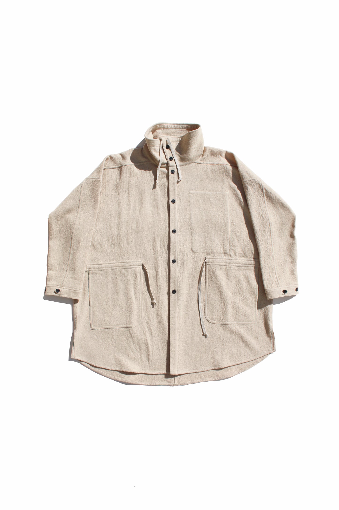 O PROJECT TEDDY WOOL TWILL PARKA JACKET - BEIGE