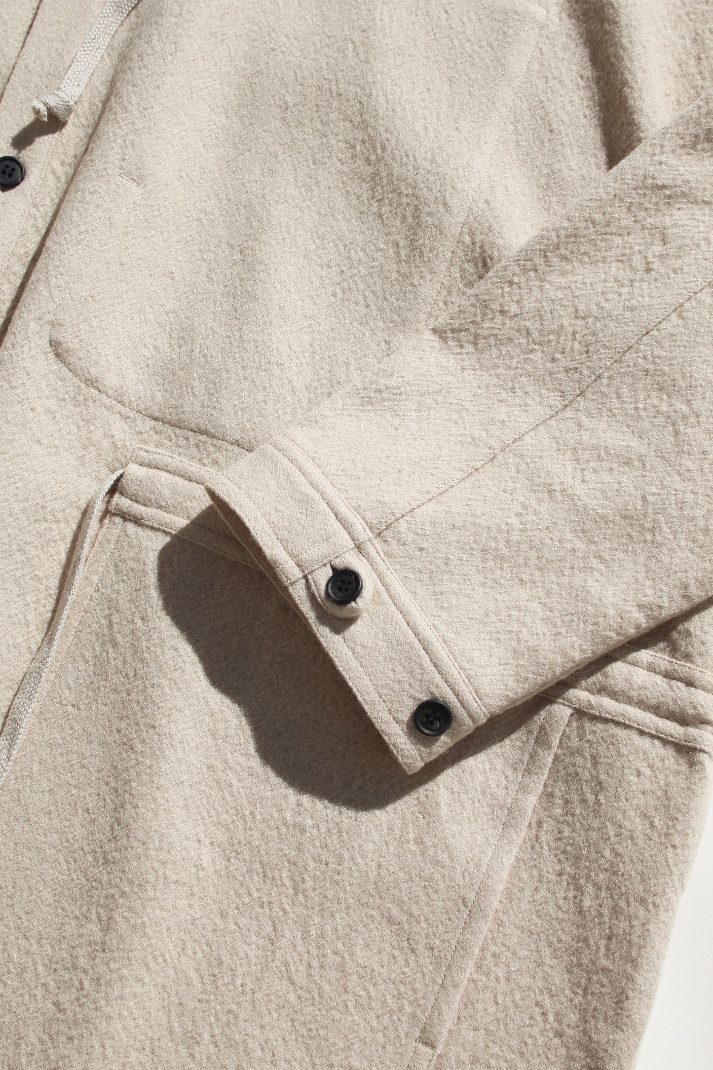 O PROJECT TEDDY WOOL TWILL PARKA JACKET - BEIGE