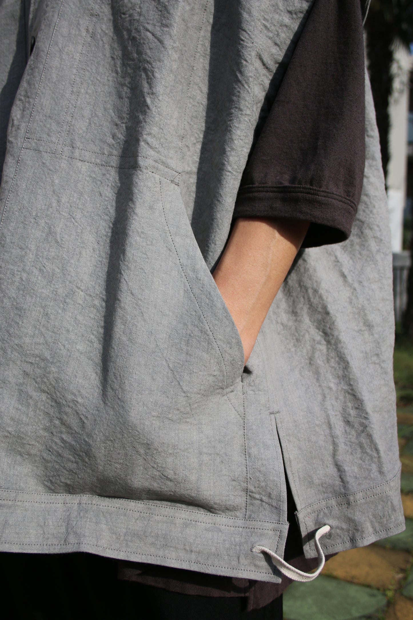 O PROJECT LINEN WASHI CLOTH BODY WARMER - LIGHT SUMI