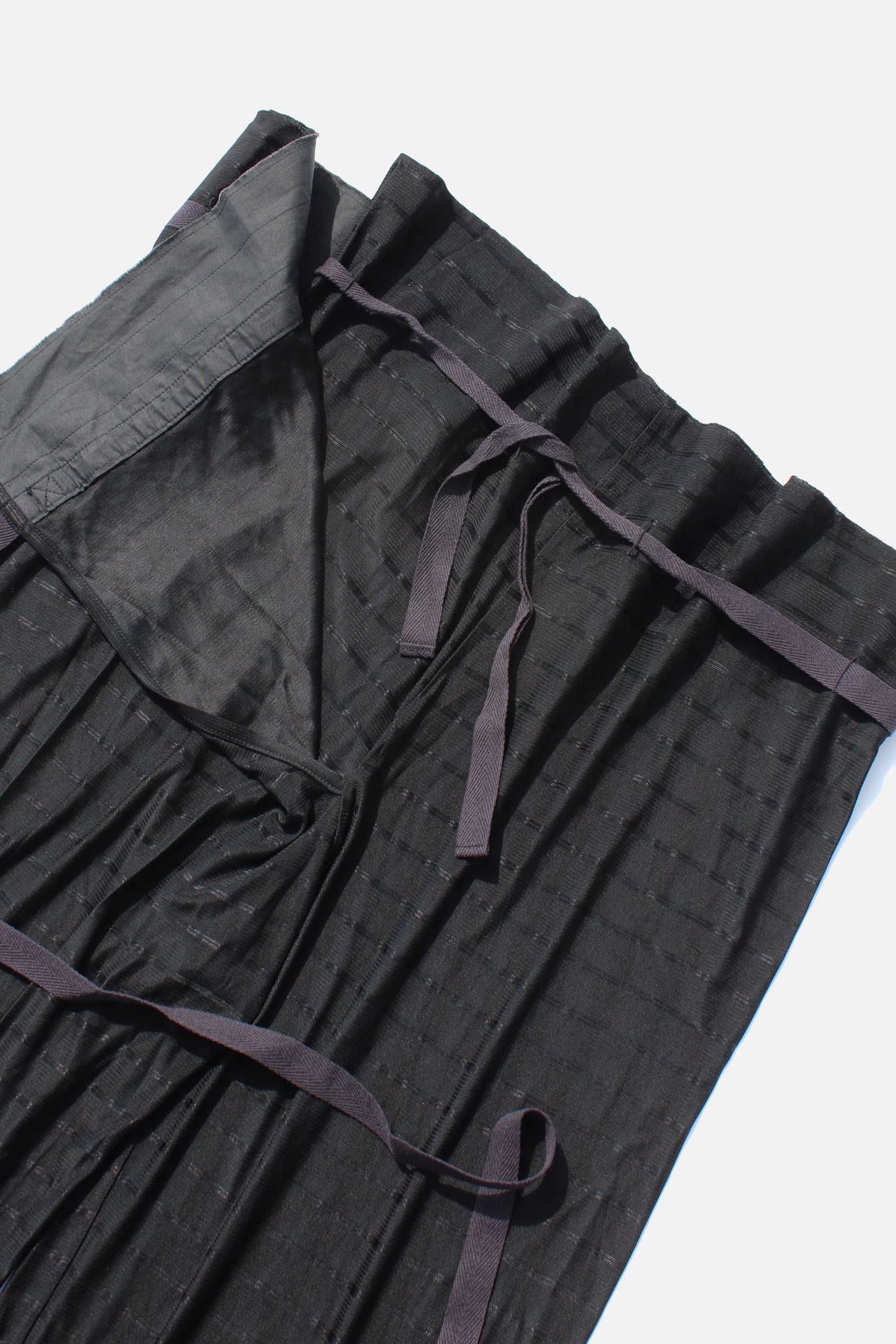 Y's ACETATE STRIPED WRAP PANTS BLACK