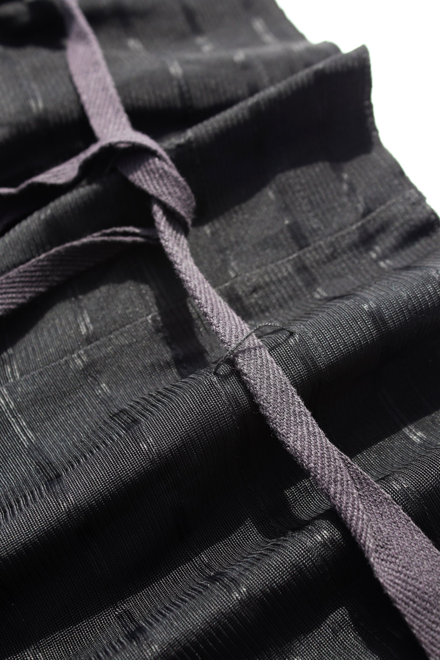 Y's ACETATE STRIPED WRAP PANTS BLACK