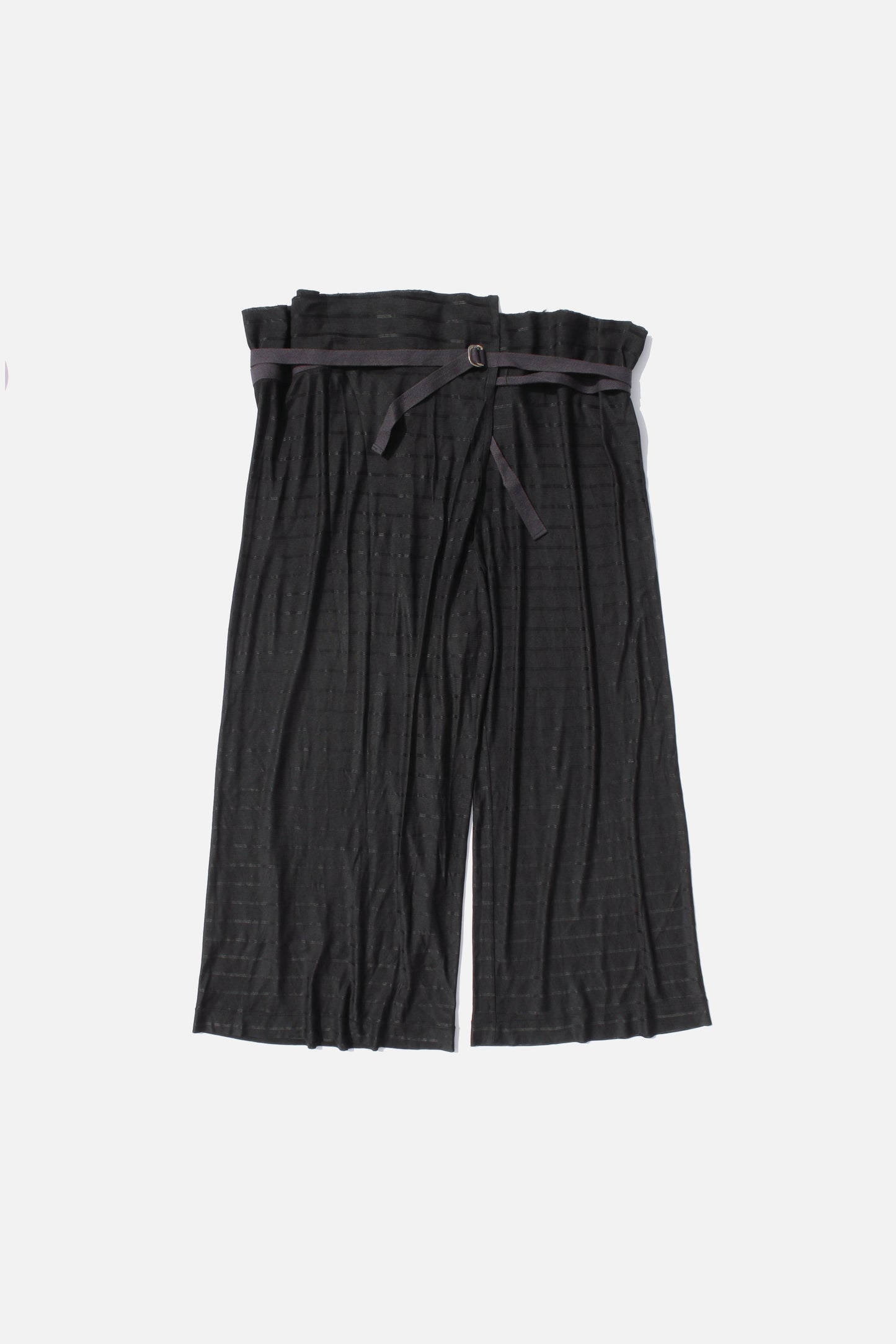 Y's ACETATE STRIPED WRAP PANTS BLACK