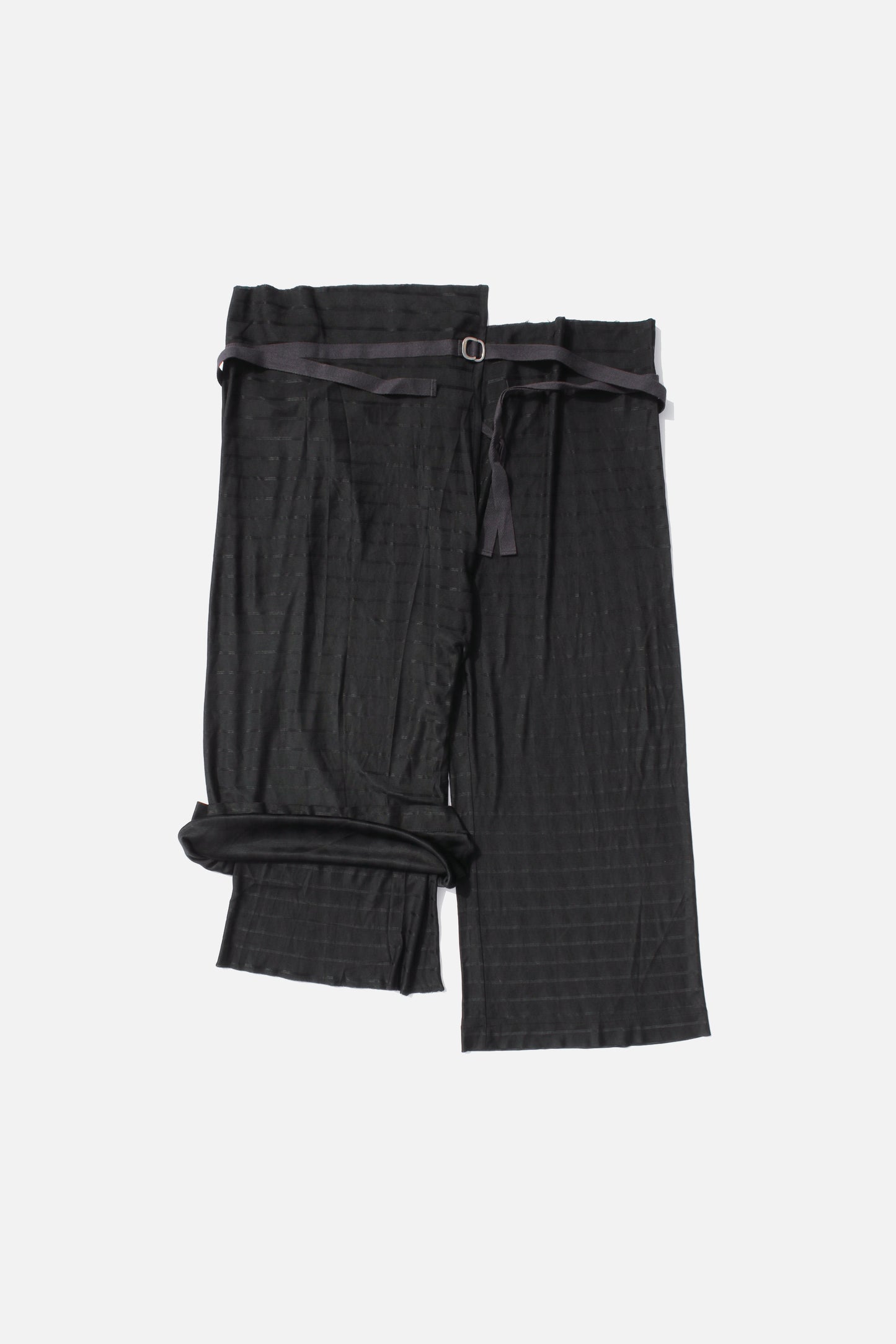 Y's ACETATE STRIPED WRAP PANTS BLACK